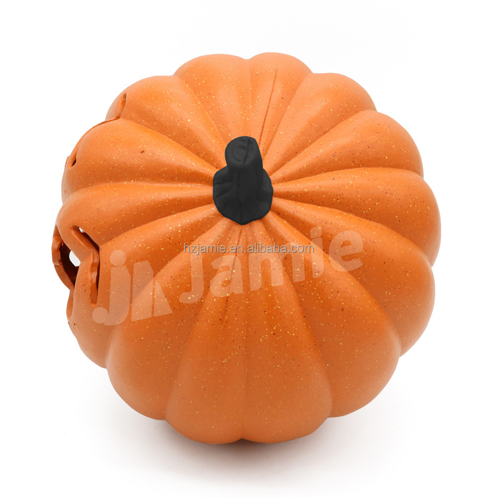 Halloween Pumpkin Light Up 3D Plastic Pumpkin Spooky Hollowed Luminous Festive Pumpkin Lantern for Home Party Decoration Orange