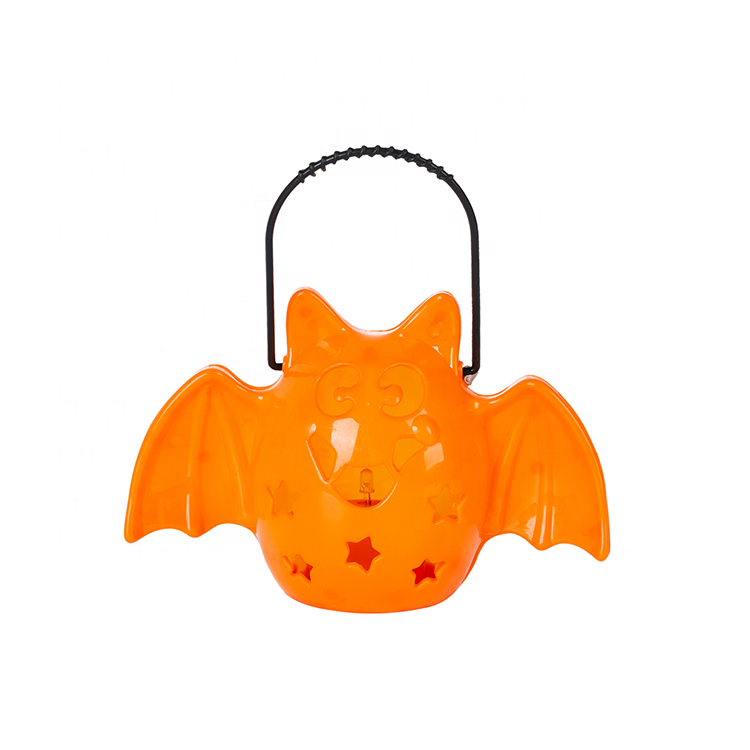 Portable Halloween Bat Led Lantern Light up Candy Bucket Lamp Desktop Ornament Holiday Party Decor