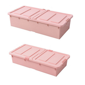 Stackable Plastic Under Bed Storage Bins With Latching Handles And Buckles