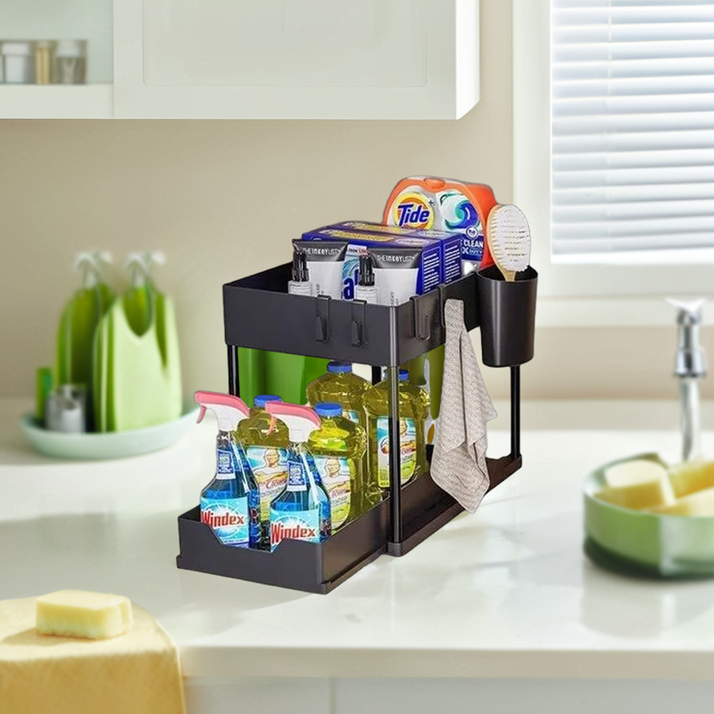 Kitchen Sliding Cabinet Organizer Under Sink Shelf Storage