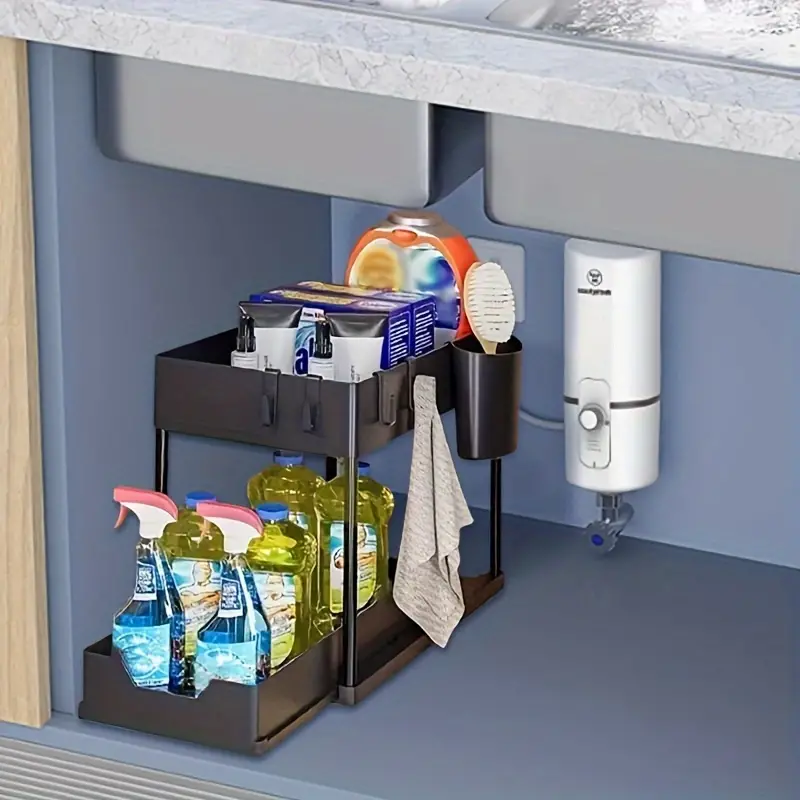 Kitchen Sliding Cabinet Organizer Under Sink Shelf Storage