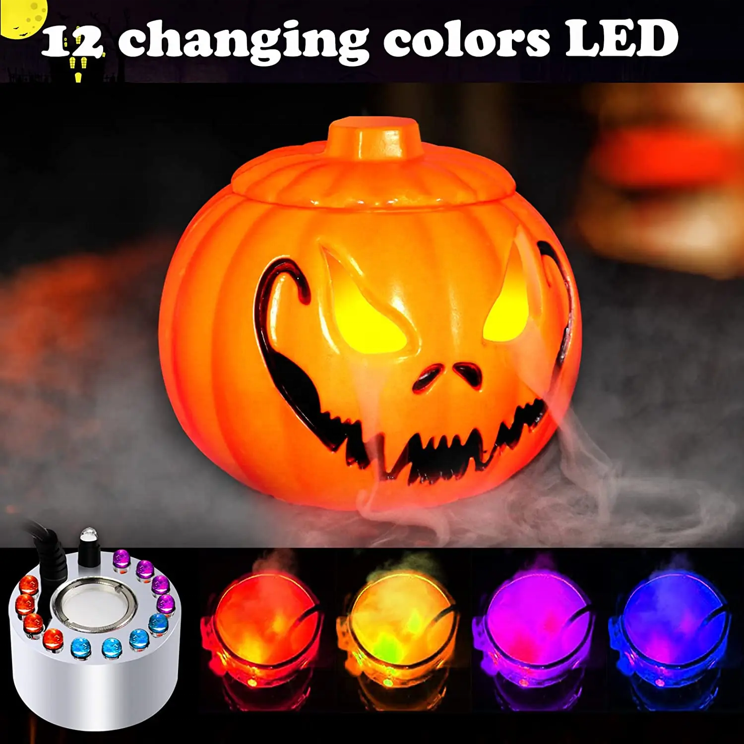 Halloween Battery Operated Light Creepy Jack O Lantern Plastic Pumpkin Lantern Decoration for Haunted House Party Tableware