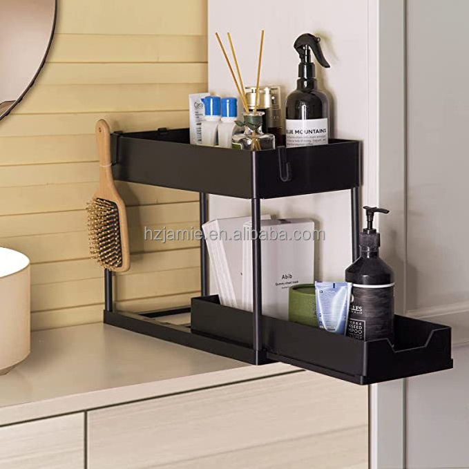 Under Sink Organizer Storage Sliding Under Cabinet Basket Organizer Multipurpose Shelf Under Organizer for Bathroom Kitchen