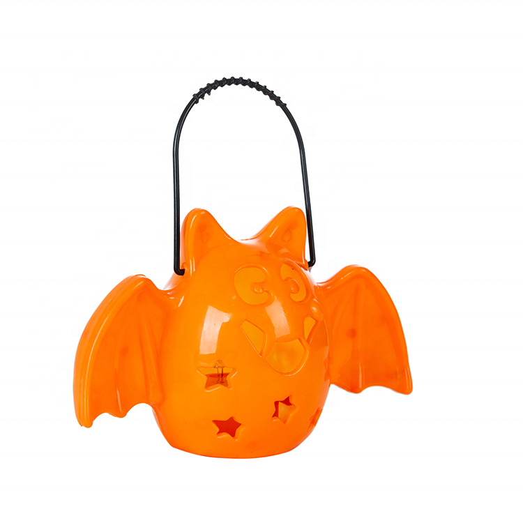 Portable Halloween Bat Led Lantern Light up Candy Bucket Lamp Desktop Ornament Holiday Party Decor