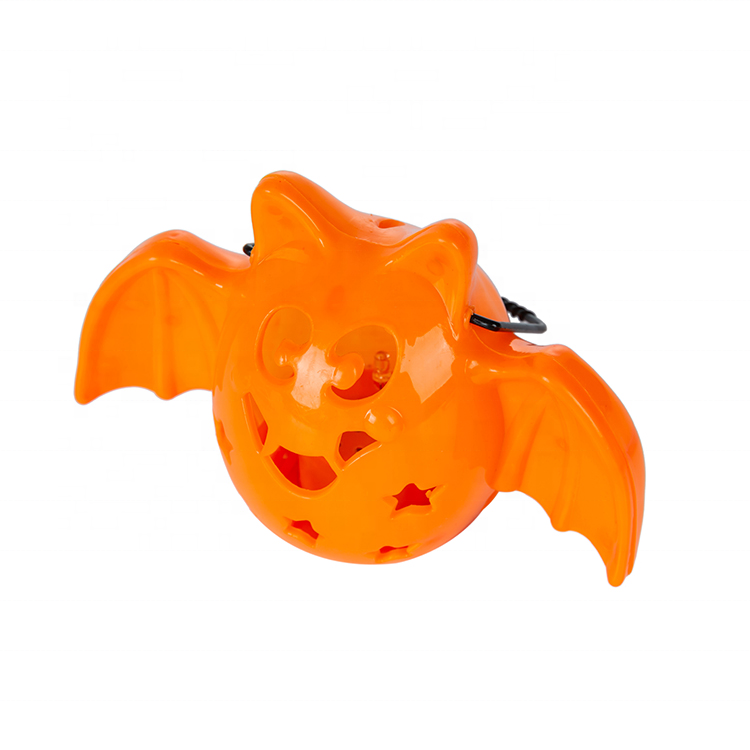 Portable Halloween Bat Led Lantern Light up Candy Bucket Lamp Desktop Ornament Holiday Party Decor