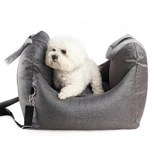 Popular Pet Traveling Bed Luxury and Portable Linen Dog Car Seat Bed Bolster with Waterproof Bottom