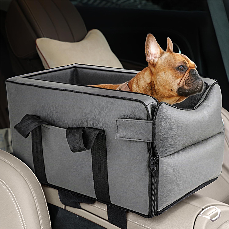 Manufacturer Wholesale Leather Waterproof Dog Console Car Seat Bed Portable Center Dog Car Bed for Pets Traveling