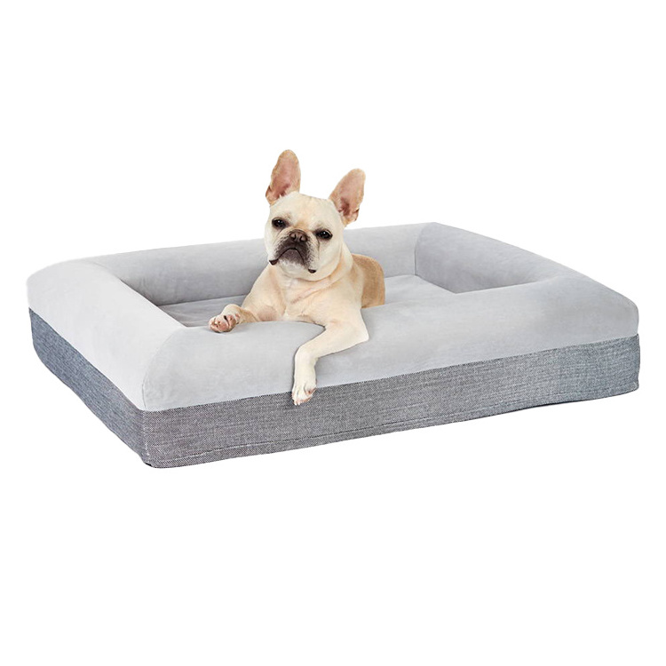 Factory Wholesale Large Pet Dog Bed Orthopedic Ergonomic Memory Foam Anti Anxiety Cozy Waterproof Luxury Dog Bed