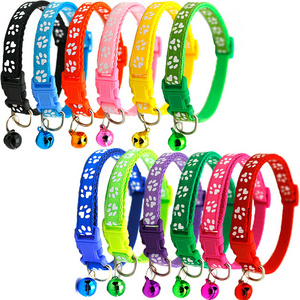 Wholesale Custom Cute Pet Cat Collar Breakaway Buckle With Bell Adjustable Reflective Dog Cat Collar