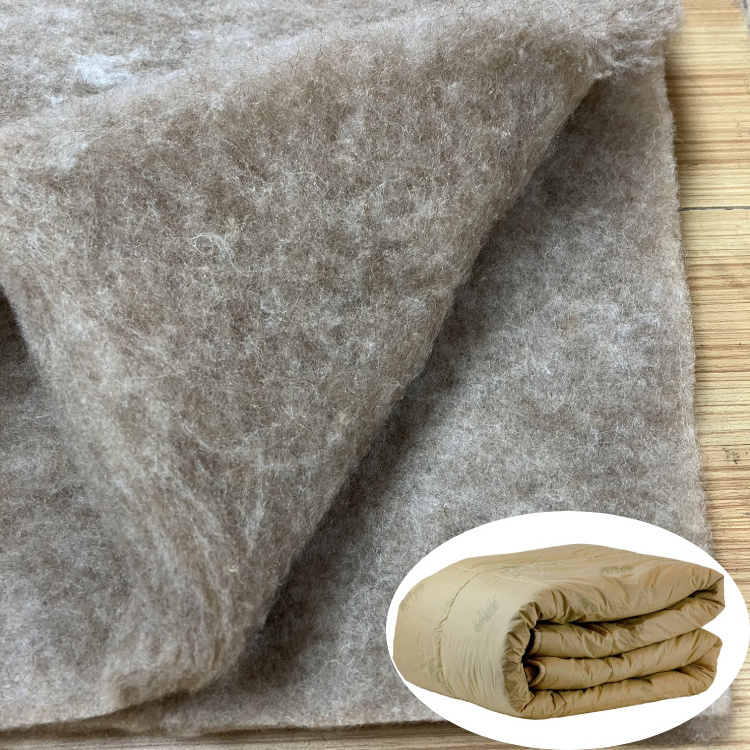 Recycled duvet camel wool warm comforter camel cotton quilt thicken blanket cashmere nonwoven mattress wadding raw material