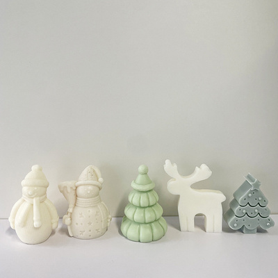 3D Christmas Tree Santa Claus Snowman Shape Silicone Candle Mold For Home Party Decoration