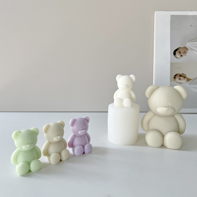 Bear Candle Mold Small And Large Size Bear Aromatherapy Custom Silicone Molds For Candle Making