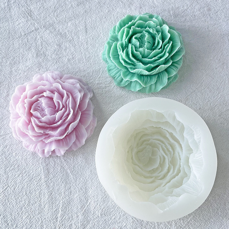 3D large size peony shape mould soap mold silicone flower candle molds for candle making