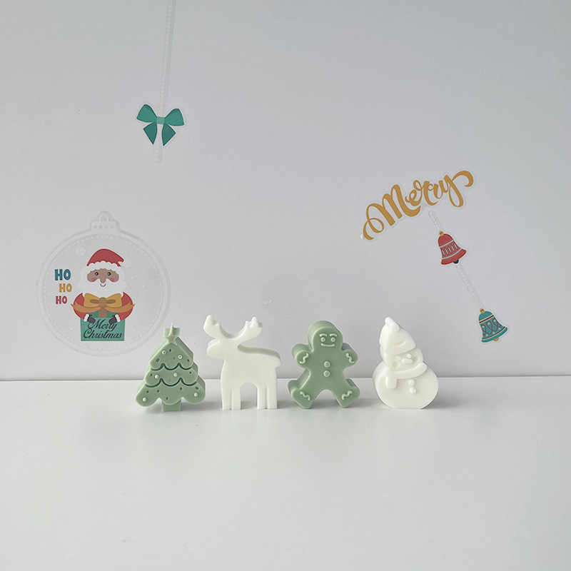 3D Christmas Tree Santa Claus Snowman Shape Silicone Candle Mold For Home Party Decoration