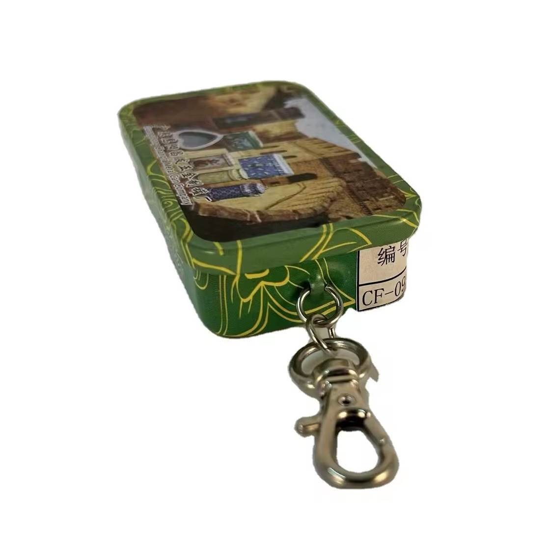 High quality printed gift tinplate box removable rectangular cigarette ash tin box with key chain