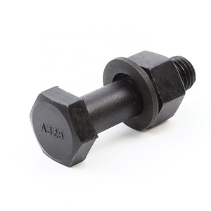 High strength ASTM A325 hex bolt with nut and washer finish black