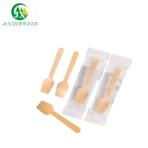 Factory Wholesale eco-friendly disposable micro 95mm wooden spoons individually wrapped for yogurt ice cream