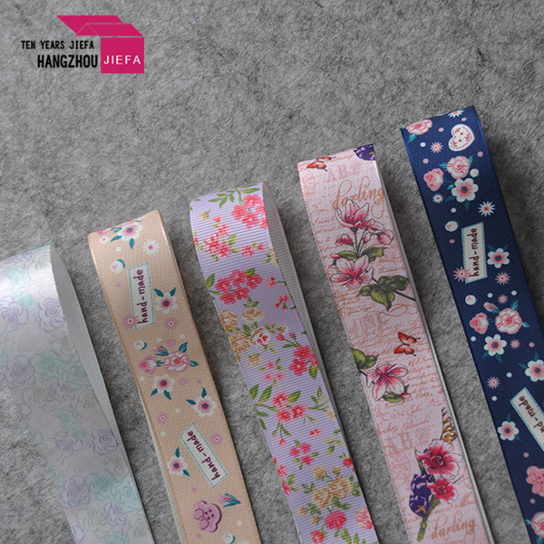 High quality printing flower Satin Ribbon in roll