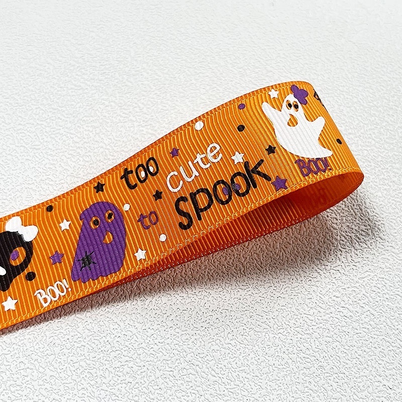 Wholesale Customized Halloween Wired Edge Ribbons Wired Edge Halloween Gift Grosgrain Ribbon