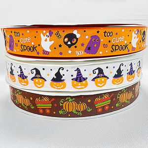 Wholesale Customized Halloween Wired Edge Ribbons Wired Edge Halloween Gift Grosgrain Ribbon