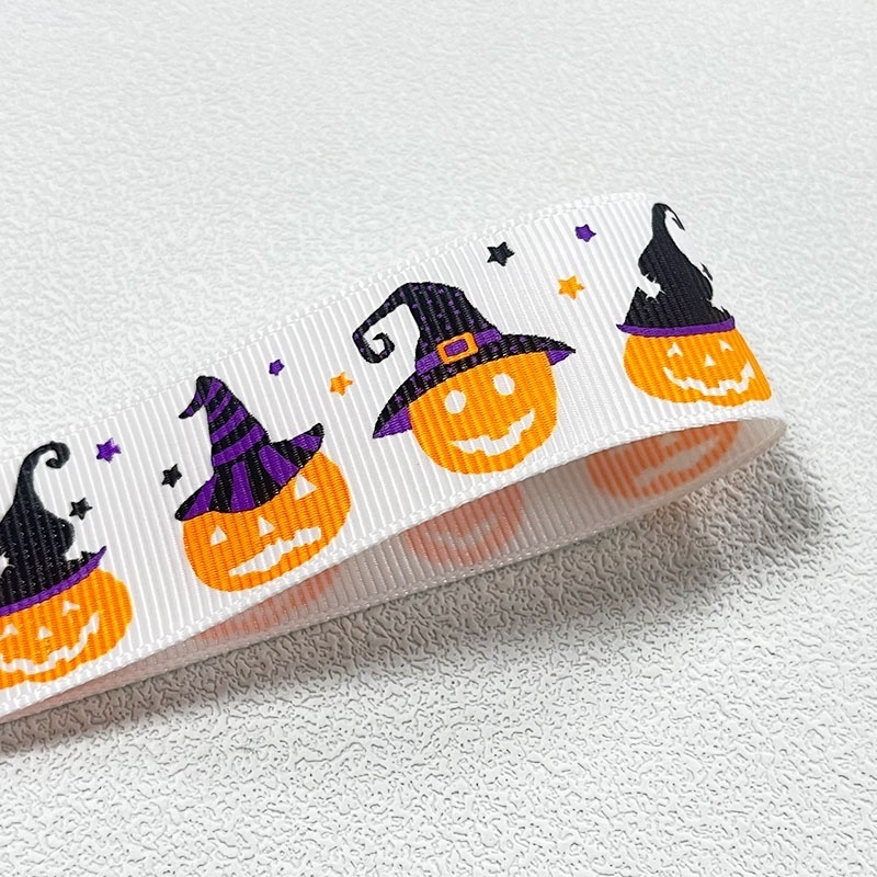 Wholesale Customized Halloween Wired Edge Ribbons Wired Edge Halloween Gift Grosgrain Ribbon