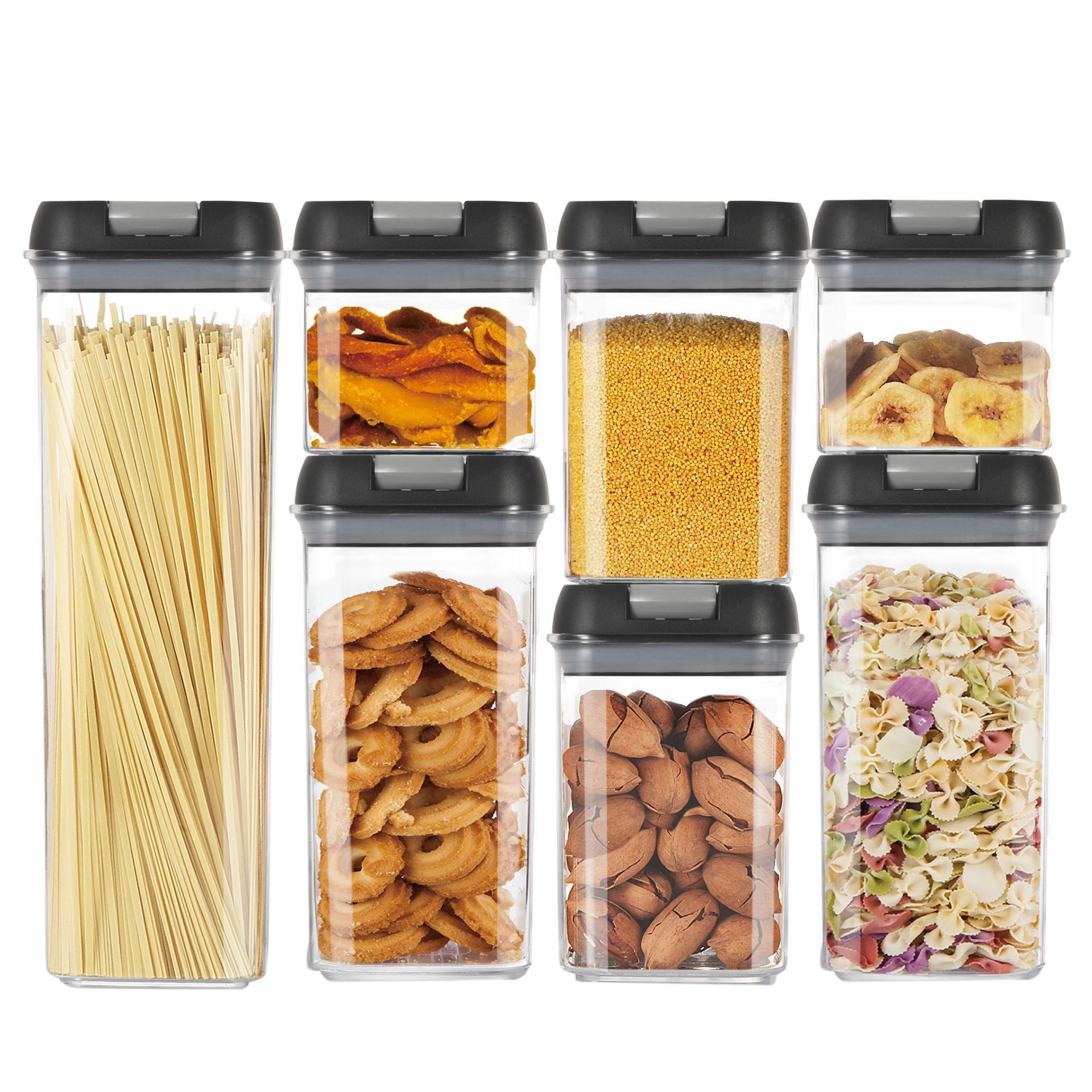 Stackable Refrigerator Pantry Organizer Bins With Lids Clear Plastic Food Storage Bins Set