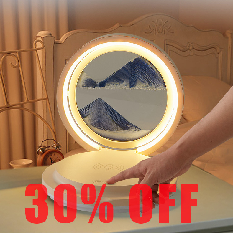 Three-Dimensional  Art Dynamic G Lamp Led Night Light Sand Painting Quicksand Painting Hourglass Wireless charging lamp