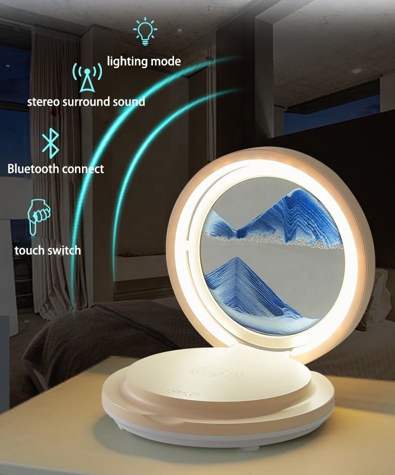 Three-Dimensional  Art Dynamic G Lamp Led Night Light Sand Painting Quicksand Painting Hourglass Wireless charging lamp