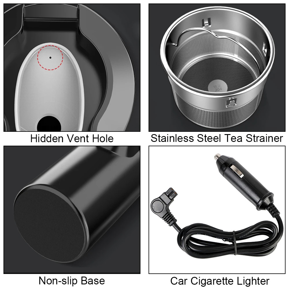 Heat Preservation LCD Display Coffee Electric Kettle Water Warmer Bottle Portable Car Heating Cup 12v Electric Kettle For Car