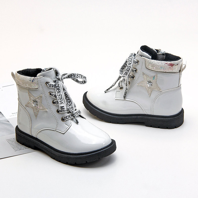 Wholesale 2021 white winter leather boots for girls children boots kids casual shoes cute solid children's martin boots