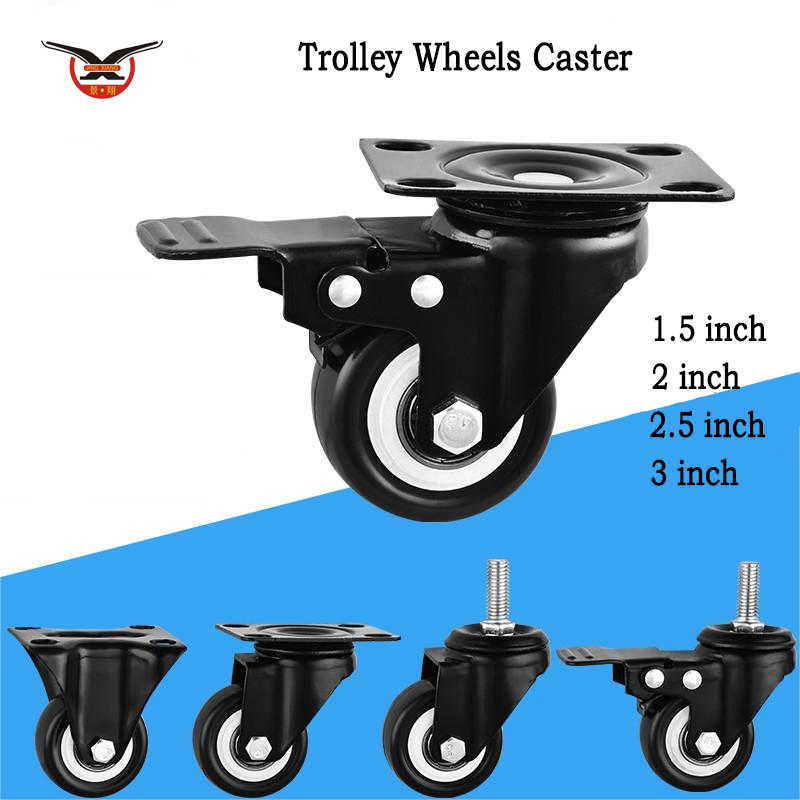 Trolley Wheels Caster Accessories Luggage Wheels and Trolley Heavy Duty Caster Wheel Roller JX003 Wholesale Swivel Brake PVC