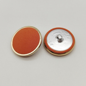 Different sizes fabric covered metal shank button with metal rim, fabric cover button for lady coat