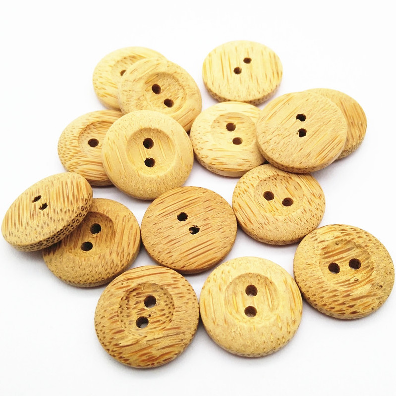 15mm 24L Natural bamboo button in natural color, shirt bamboo button