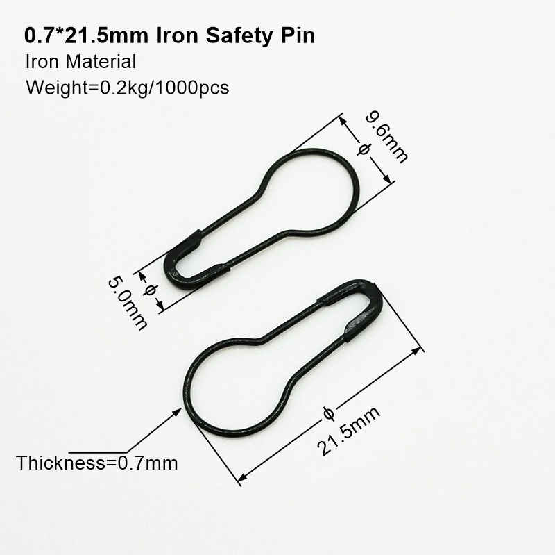 0.7*21.5mm length iron quality safety pin, garment label safety pin, hang tag pin