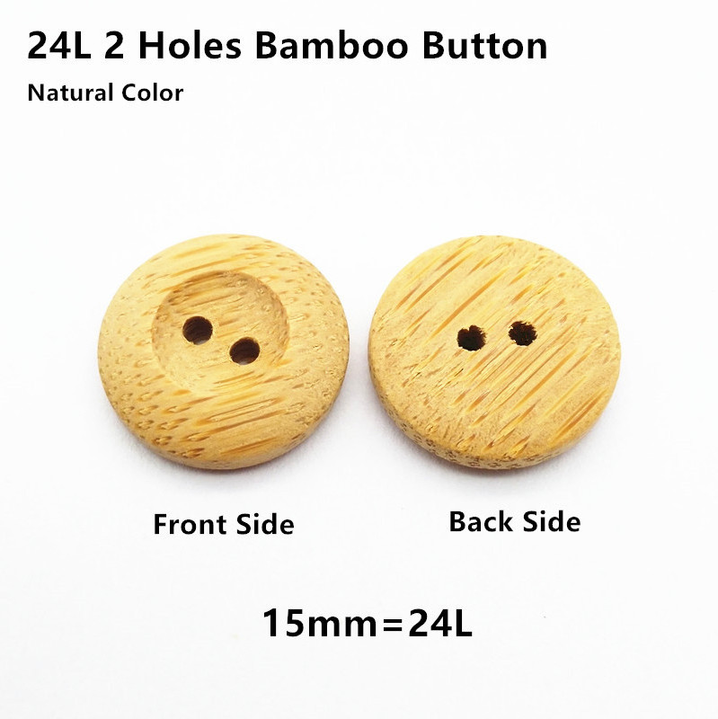 15mm 24L Natural bamboo button in natural color, shirt bamboo button