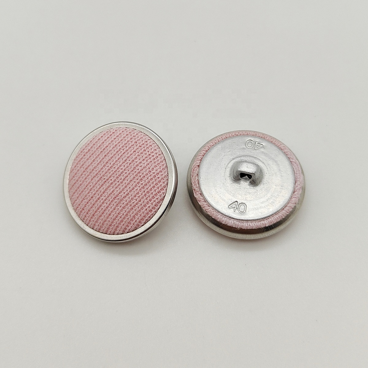 Different sizes fabric covered metal shank button with metal rim, fabric cover button for lady coat