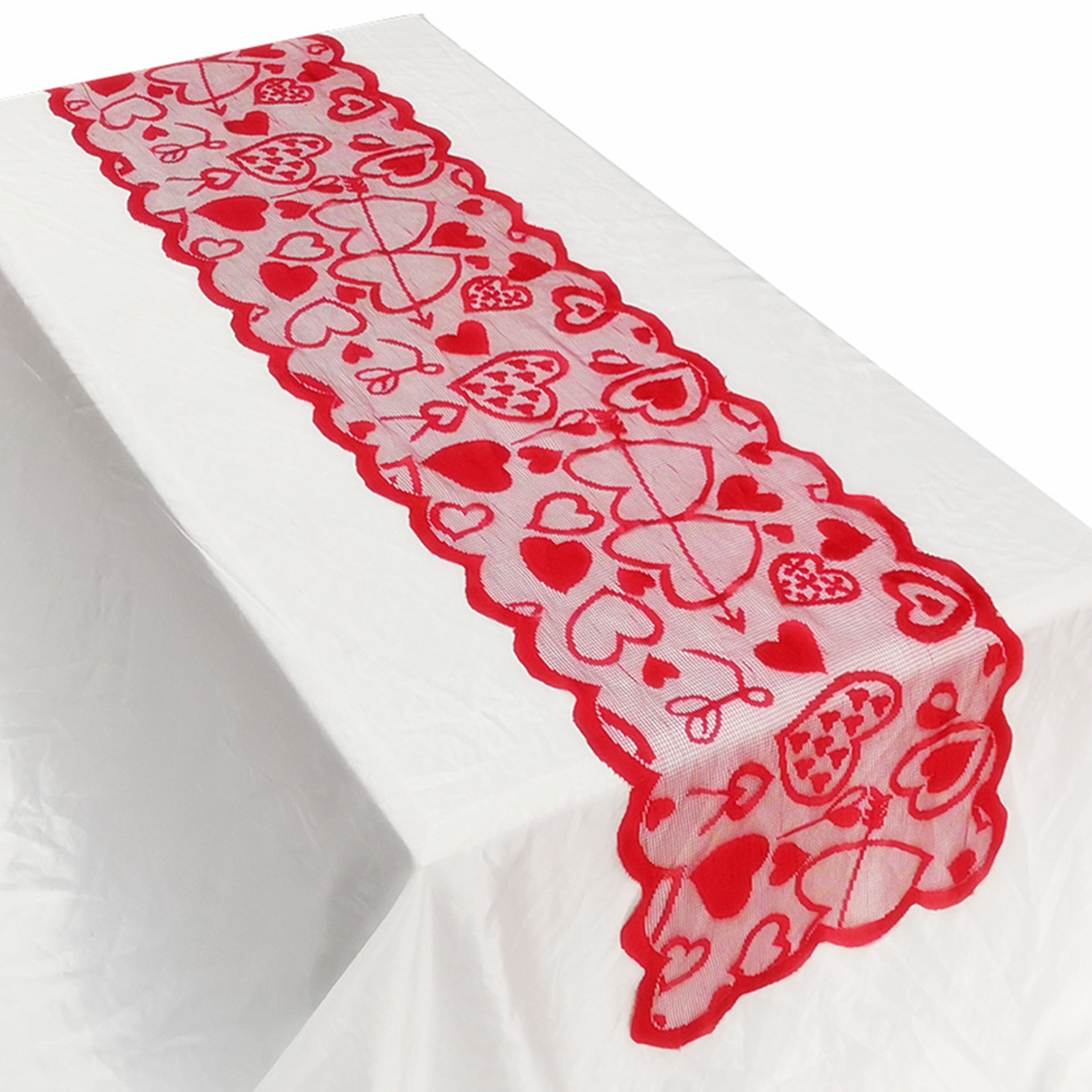 Happy Valentines day lace table runner for Party Deco The Arrow Of Love red  Table Mat Table Runner Placemats Set for Wedding