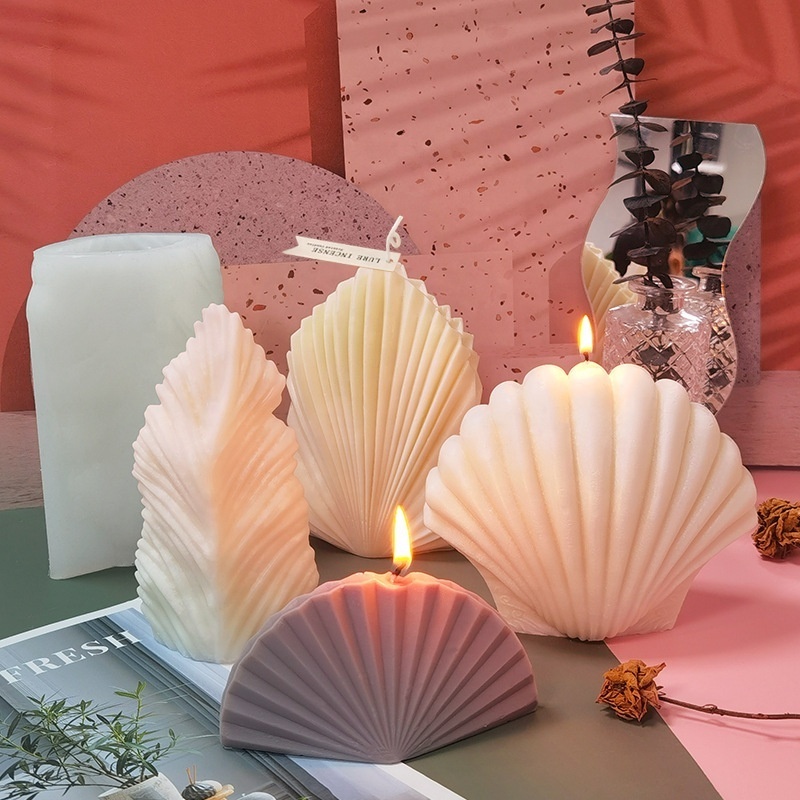 DIY Luxury Geometric Handmade Soap Gypsum Aromatherapy Scented Large Scallop Silicone Candle Mold