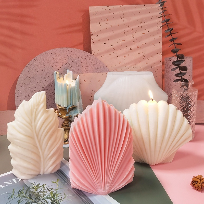 DIY Luxury Geometric Handmade Soap Gypsum Aromatherapy Scented Large Scallop Silicone Candle Mold