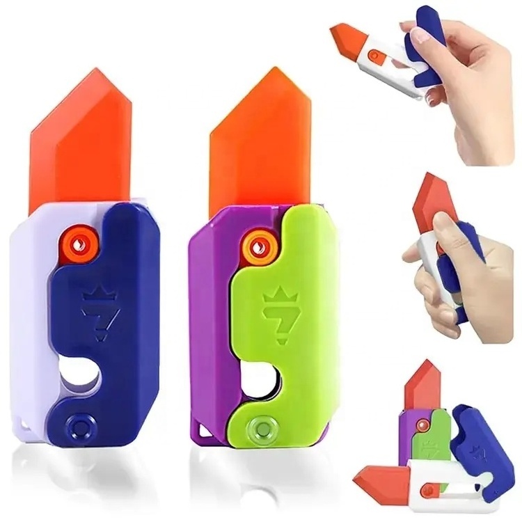 New Trend Plastic Fidget Sensory Toys 3D Gravity Carrot Knife Toy Stress Relief Luminous Radish Butterfly Knife Carrot Knife