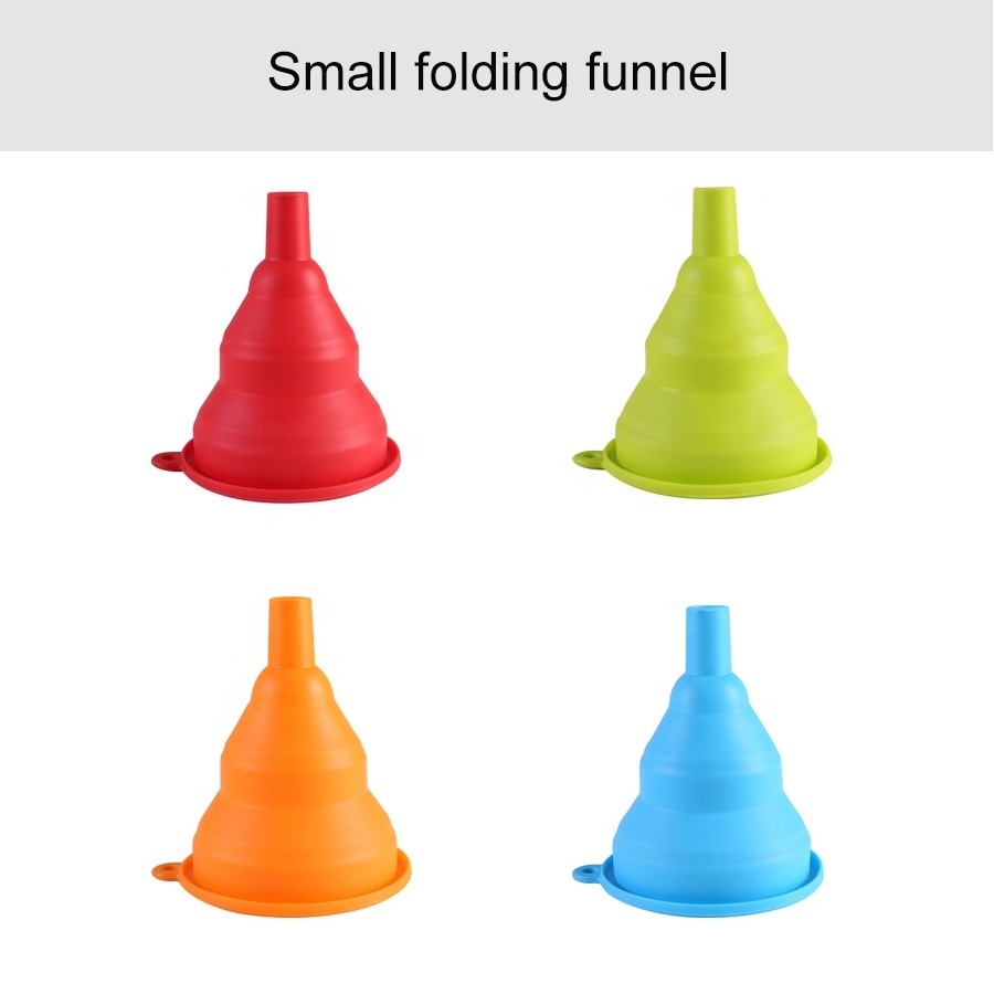 Food Grade Utensil Kitchen Gadgets Collapsible Funnel Large Small Funnel Set Oil Powder Liquid Folding Silicone Funnel