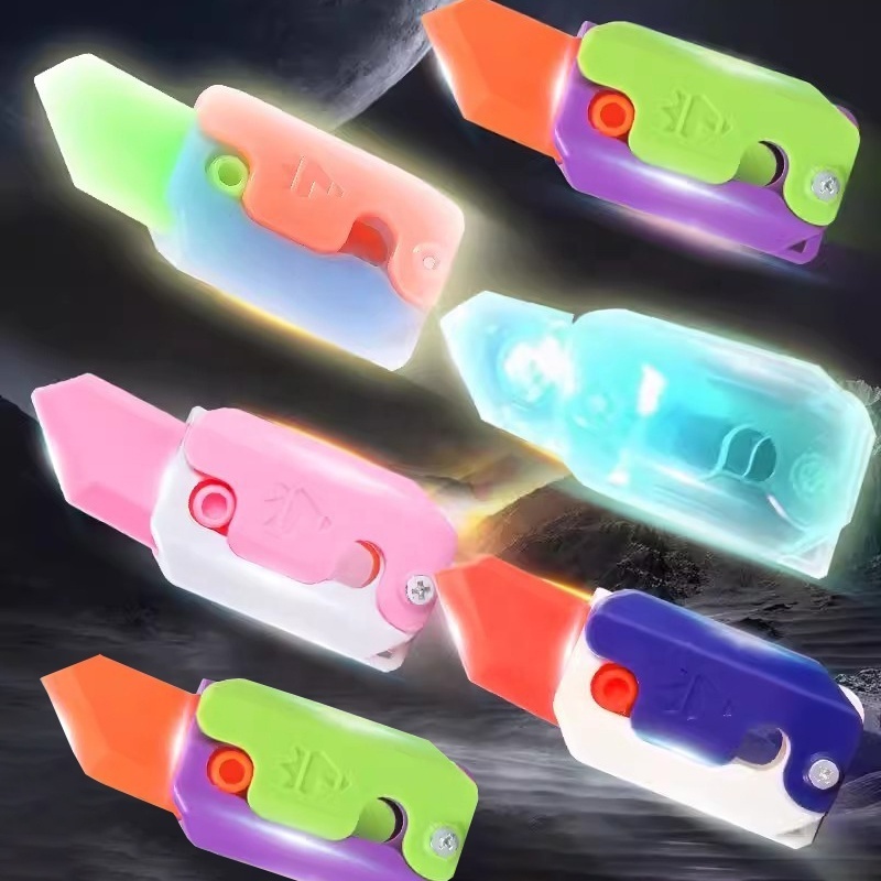 New Trend Plastic Fidget Sensory Toys 3D Gravity Carrot Knife Toy Stress Relief Luminous Radish Butterfly Knife Carrot Knife