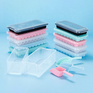 24 36 Grids Square Ice Cube Set Ice Block Mold Silicone Ice Cube Tray with Lid Storage Container Bin Scoop