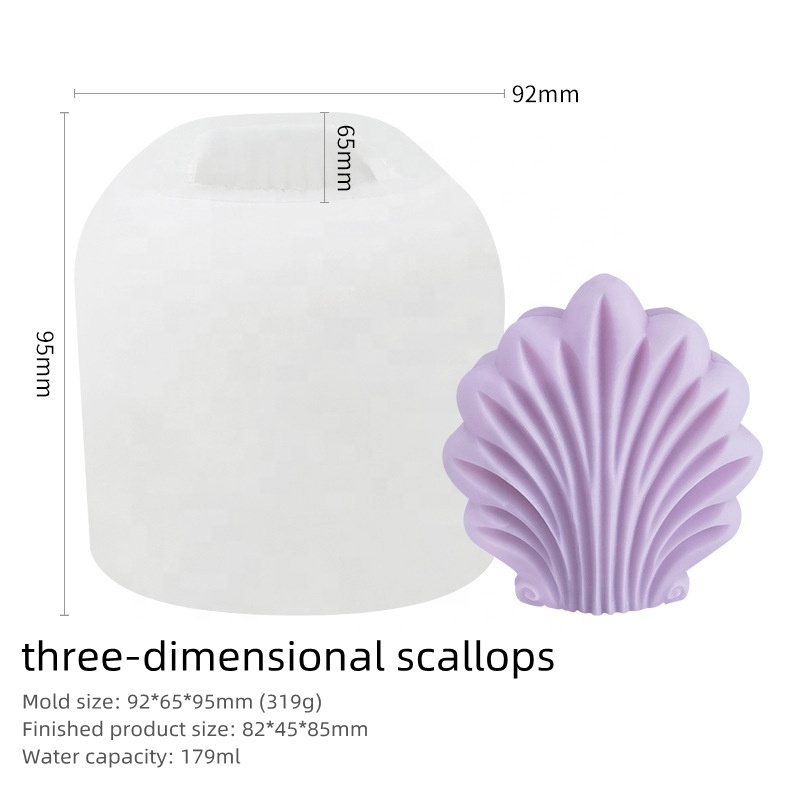 DIY Luxury Geometric Handmade Soap Gypsum Aromatherapy Scented Large Scallop Silicone Candle Mold