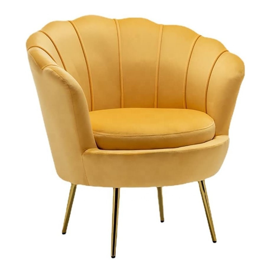 OEM Velvet Barrel Accent Chairs Living Room Chair Coversation Lounge Chair with Iron Metal Gold Plated Legs for Office or Lounge