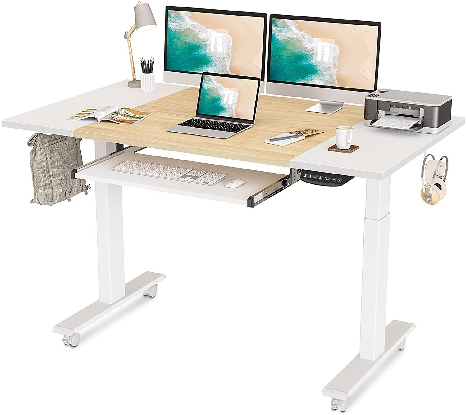 Free Shipping Multifunction Motor Electric lifting Table Dual Motor Height Adjustable Electric Standing Desk with Keyboard Tray