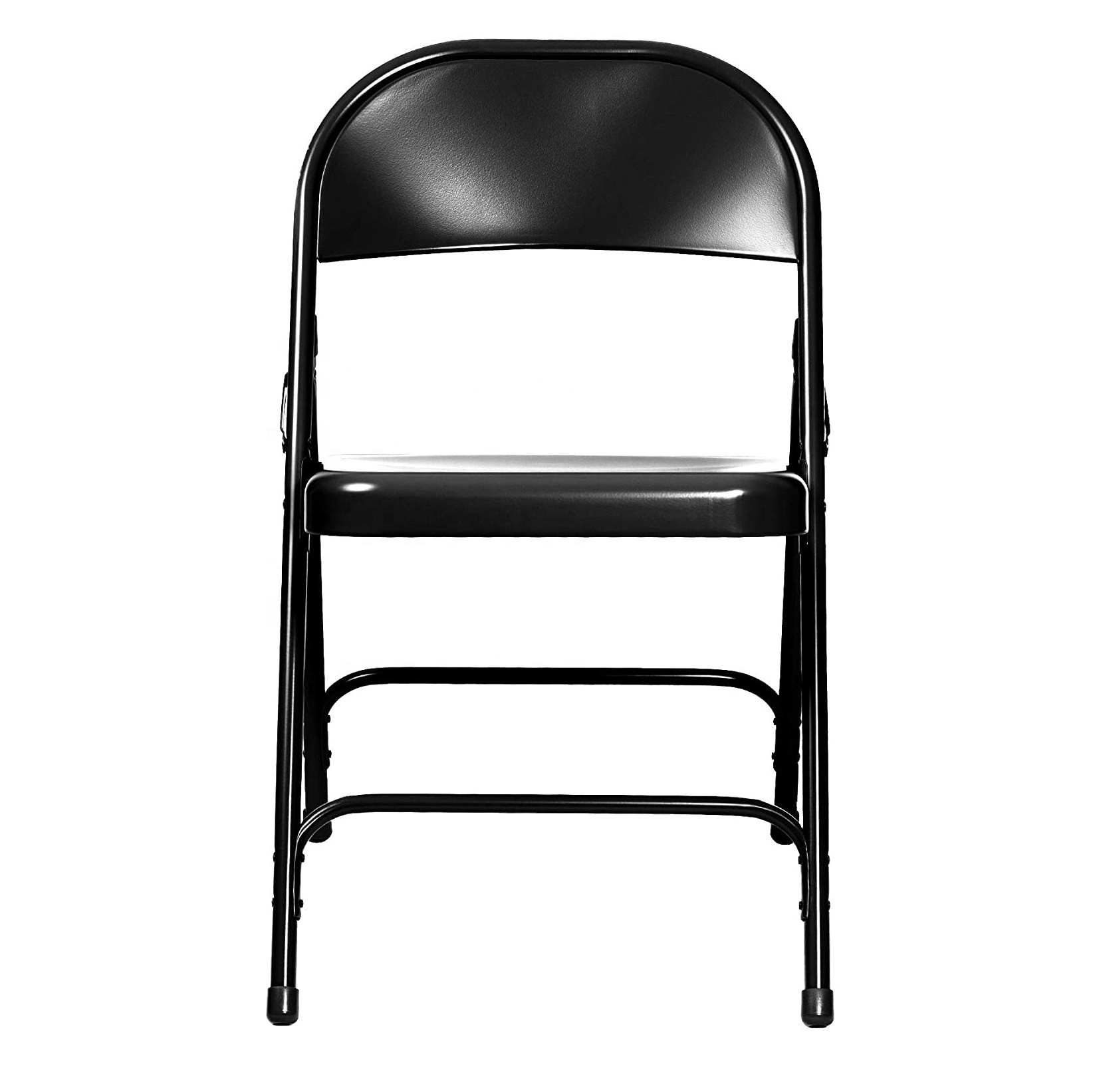 Black Foldable Dining Chairs Metal Folding Chair with Padded Seats 200 lbs Load for Bedroom