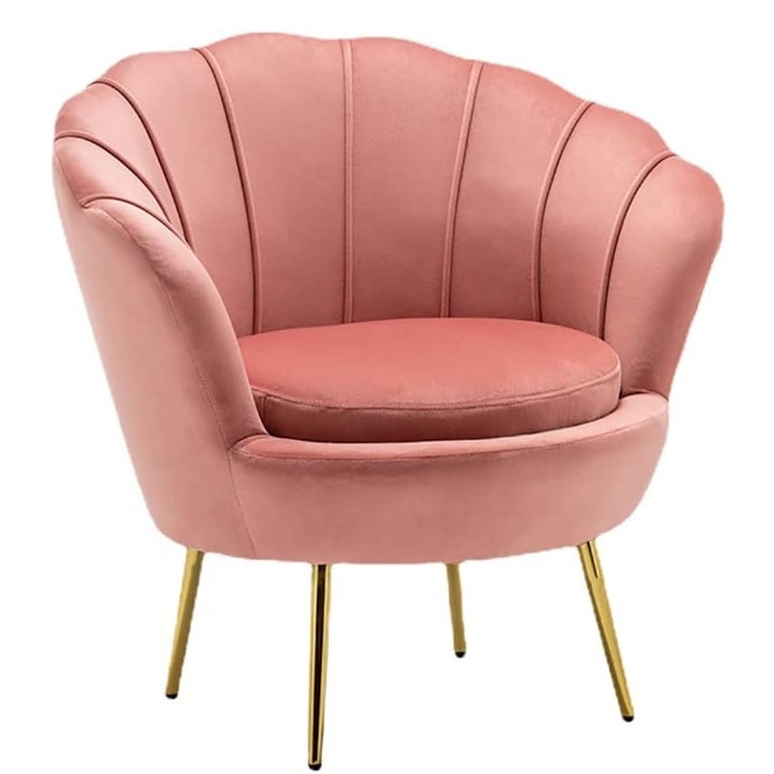 HOME Velvet Upholstered Living Room Chair Comfy Single Upholstered Chair with Gold Metal Legs for Makeup Room Bedroom