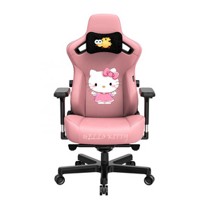 American Anime Pink Cat Gaming Chair 2.0 PU Leather Home Computer Chair female pink cute office gamer chair for sweet girl