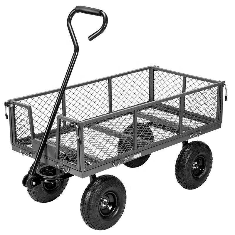 Heavy duty beach wagon 4 wheels utility outdoor garden trolley New garden tool cart Mesh Steel Garden Cart